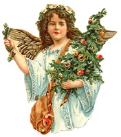 Ангел з різдвяними подарунками схема для вишивання
