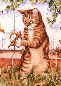  Котик з листям схема для вишивання