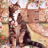 Котик з квітами схема для вишивання