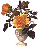 Жовті троянди у вазі схема для вишивання