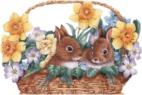 Кролики в кошику схема для вишивання